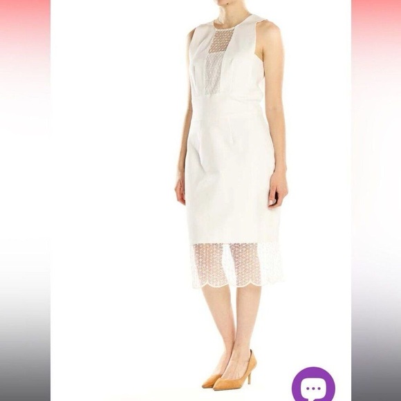YOANA BARASCHI White Mesh Panel Sheath Dress M - Picture 7 of 10